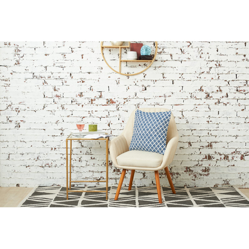 Bianca Geometric Woven Square Throw Pillow, Navy Blue