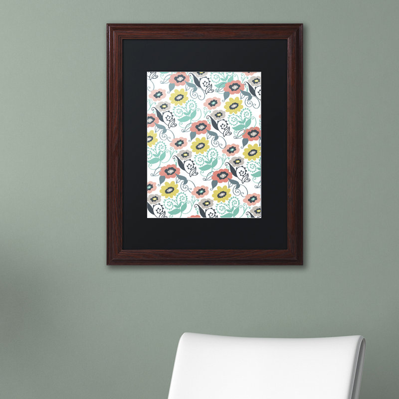 Arzel «Suzani Floral», reproduction d'impression encadrée, Noir, H 20 po x l 16 po x P 0,5 po, Cadre brun