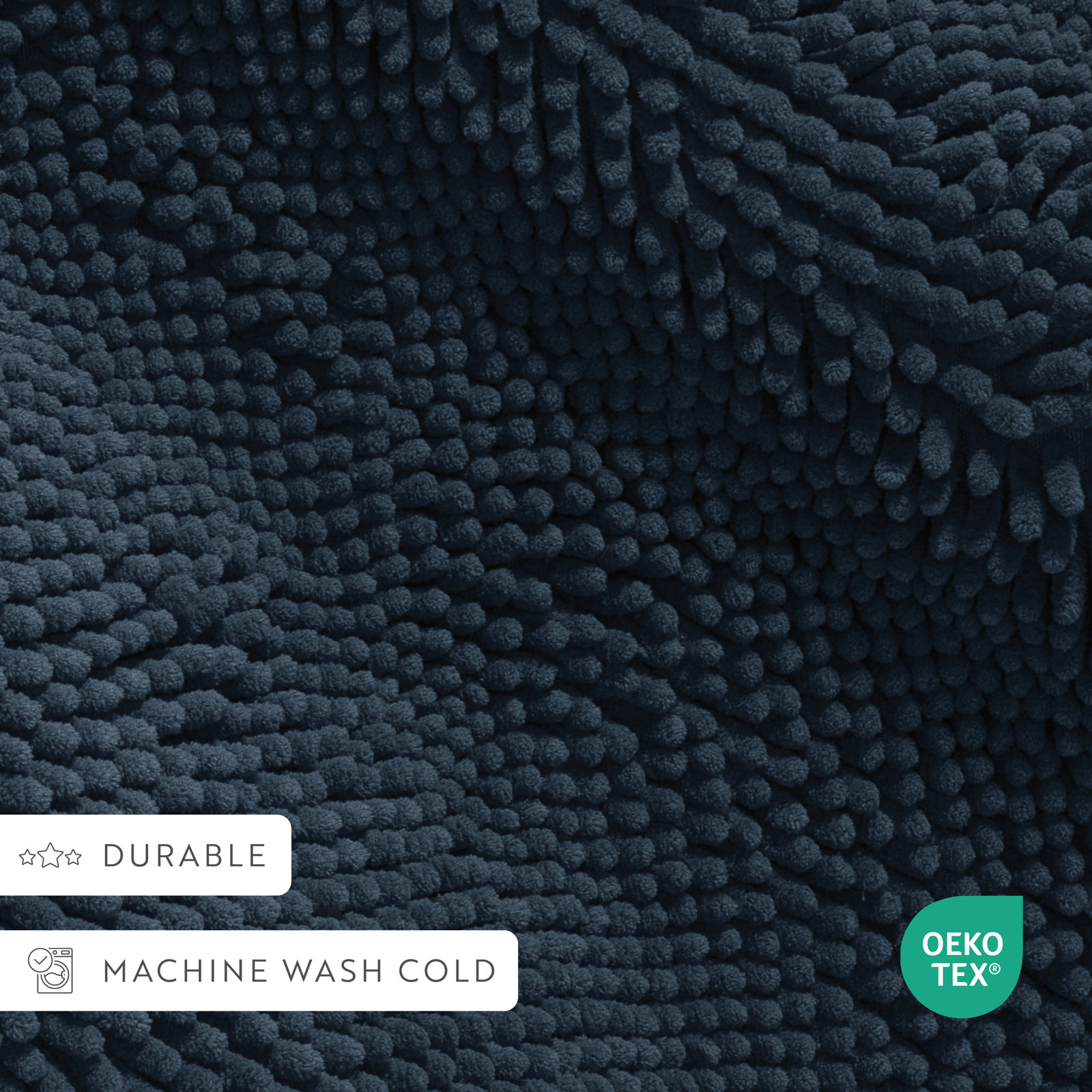 Chenille Bath Mat, Single - 24" L x 17" W, Navy