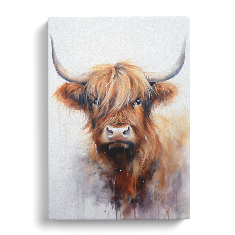 Highland Cow Tachisme - No Frame Print, 76cm H x 50cm W x 3cm D
