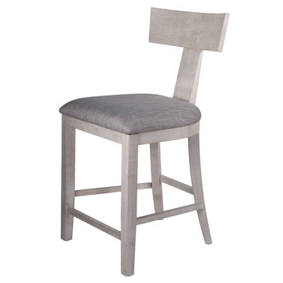 Anvile Counter Stool Cappuccino Wood and Light Grey Fabric Seat with Back, 24" Seat