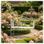 Banc de jardin extérieur en acier crème blanc de 44 po, banc de parc en métal rétro pour patio, porche, pelouse, pour 2 adultes, capacité de 440 lb