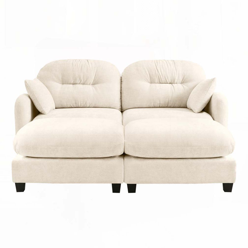 Canapé modulaire en chenille , 2, Beige, H 36,6 po x l 74 po x P 934 po