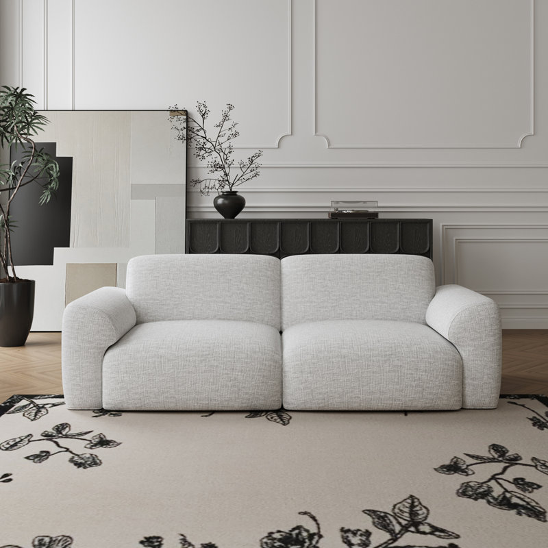 Canapé-lit de luxe 83 po avec causeuse crémeuse française avec télécommande, canapé-lit surdimensionné imperméable, escamotable à distance, tissu chenille résistant aux égratignures et aux animaux de compagnie, gris clair