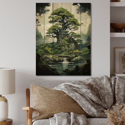 Japon Art Serene Bonsai I - impression sur bois sans cadre