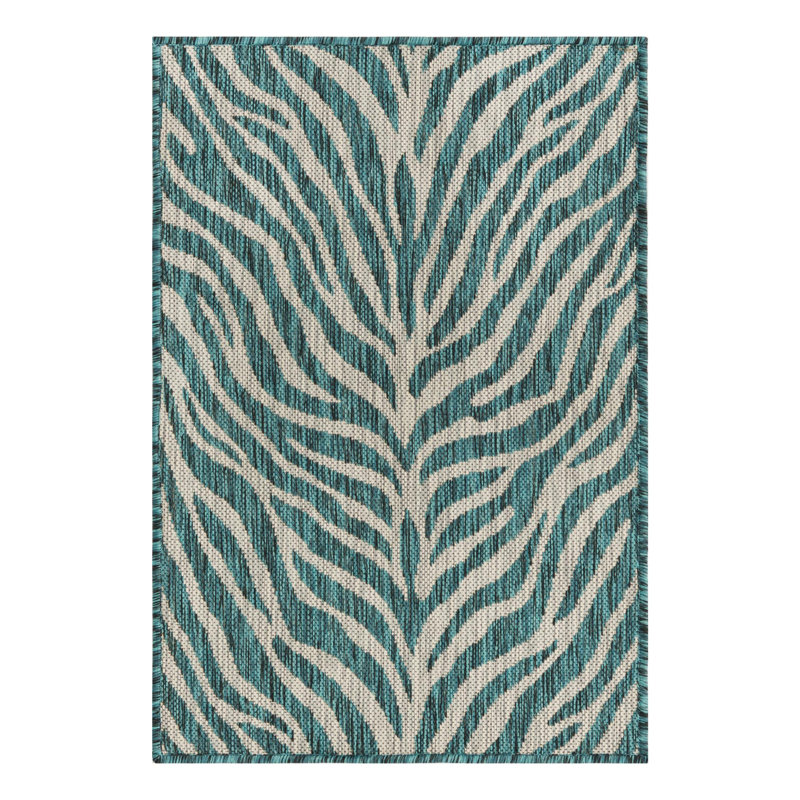 Teal Tsavo Indoor/Outdoor Safari Rug, Rectangle 2'2" x 3'