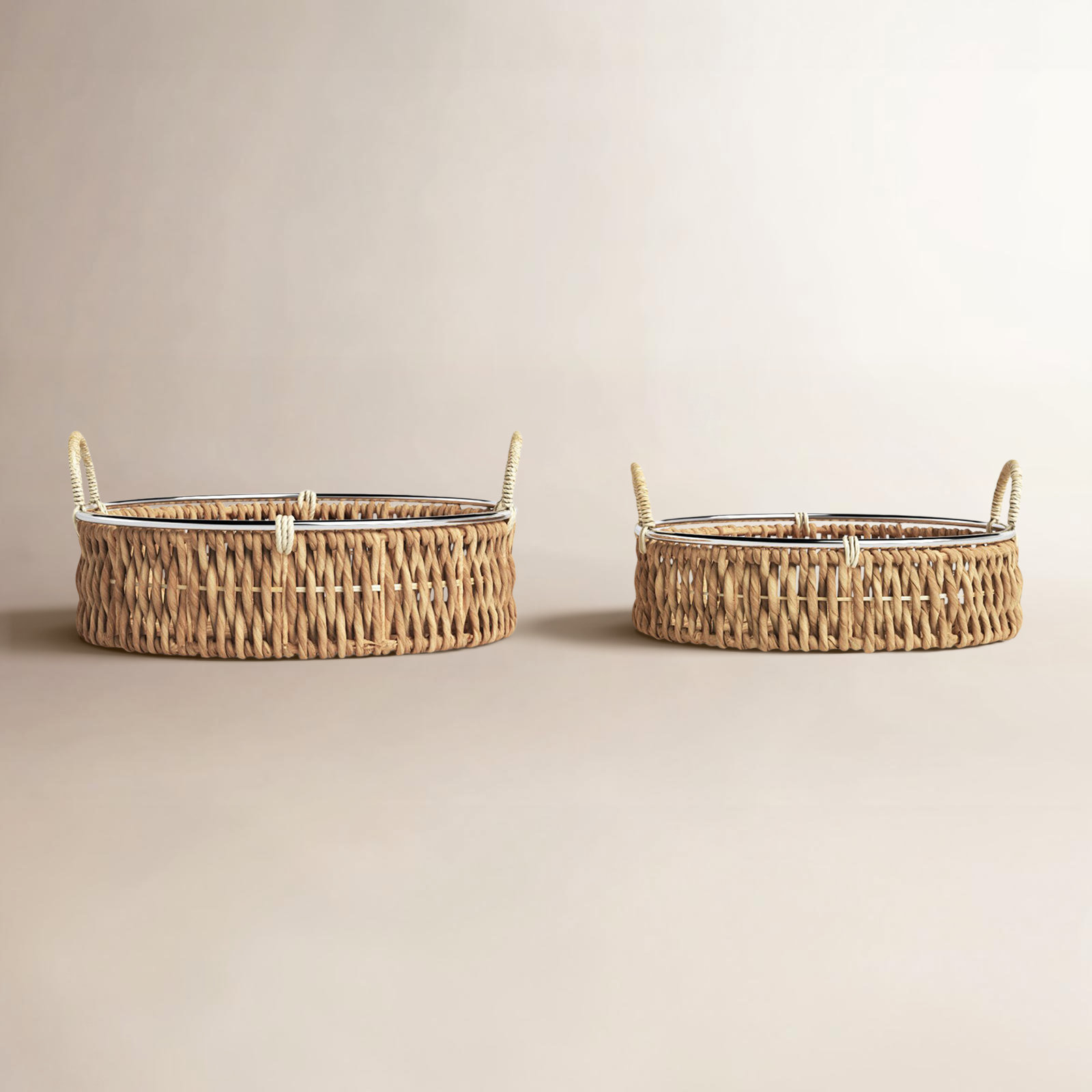 Handmade Coastal Wicker Decorative Basket - Set of 2