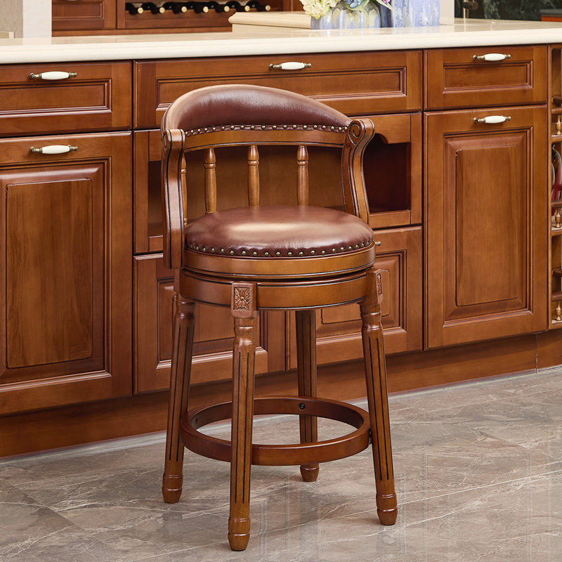 Tabourets de bar confortables en cuir avec plateau pivotant à 360 degrés, idéaux pour la cuisine et les bars, Brun