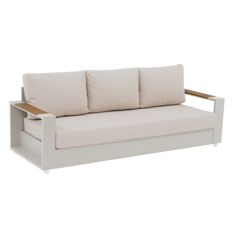 Outdoor Patio Sofa With Cushions, White