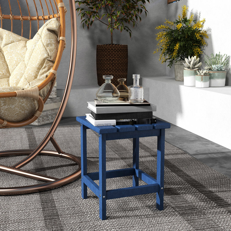 15" Square Side Table, Outdoor End Table For Balcony, Pool, Porch, Blue Patio Balcony - Pool Weather , 110 Lbs Capacity