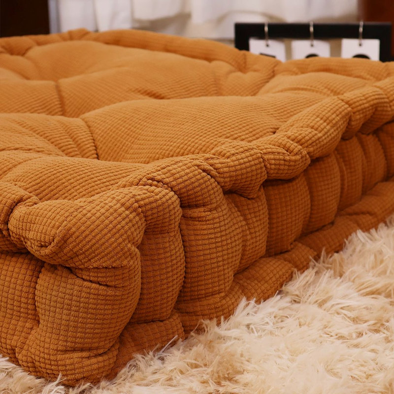 Square Microfiber  Floor Pillow /Cushion., Orange