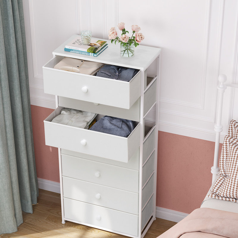 Commode 7 tiroirs l 23,2 po, blanc, Blanc