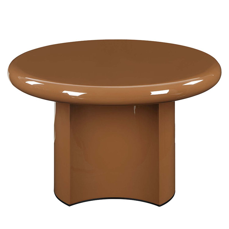 Table de bout ronde, haute brillance brune