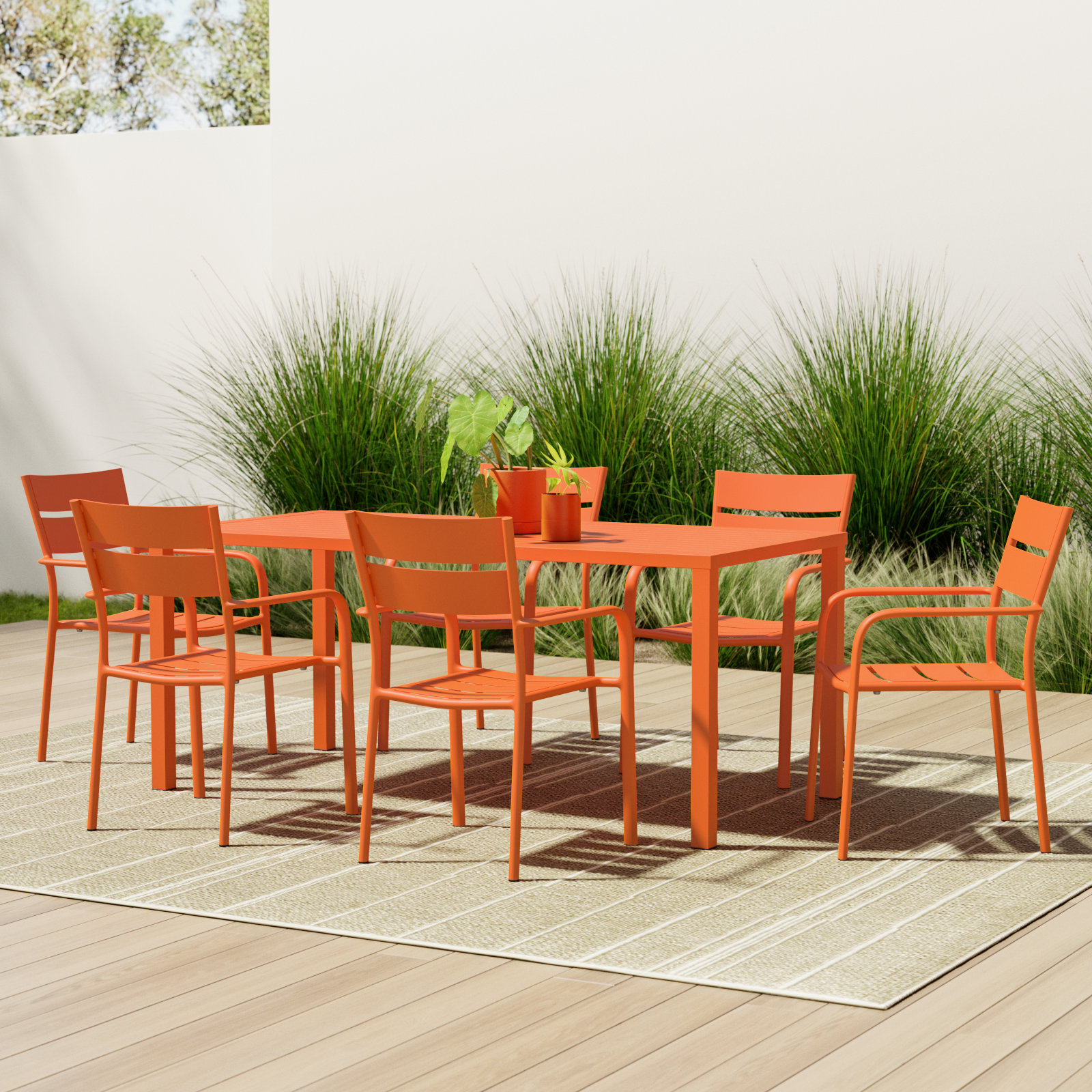 Ottie 71" Patio Dining Set, Orange