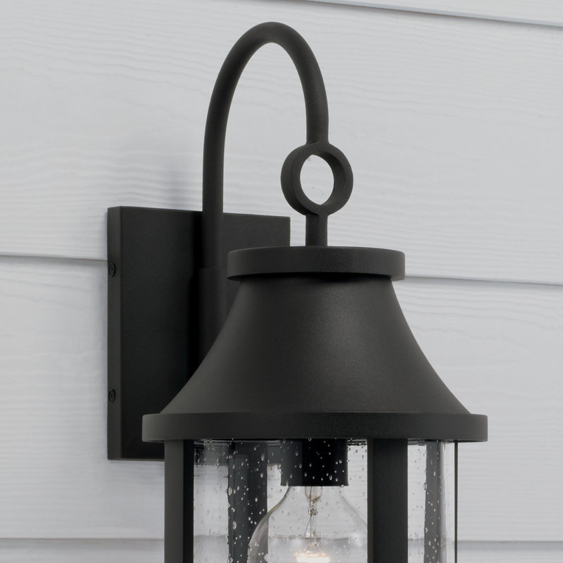Lanterne murale cylindrique d'extérieur 3 lumières en noir avec verre bullé, H 19 po x l 7,5 po x P 10,75 po