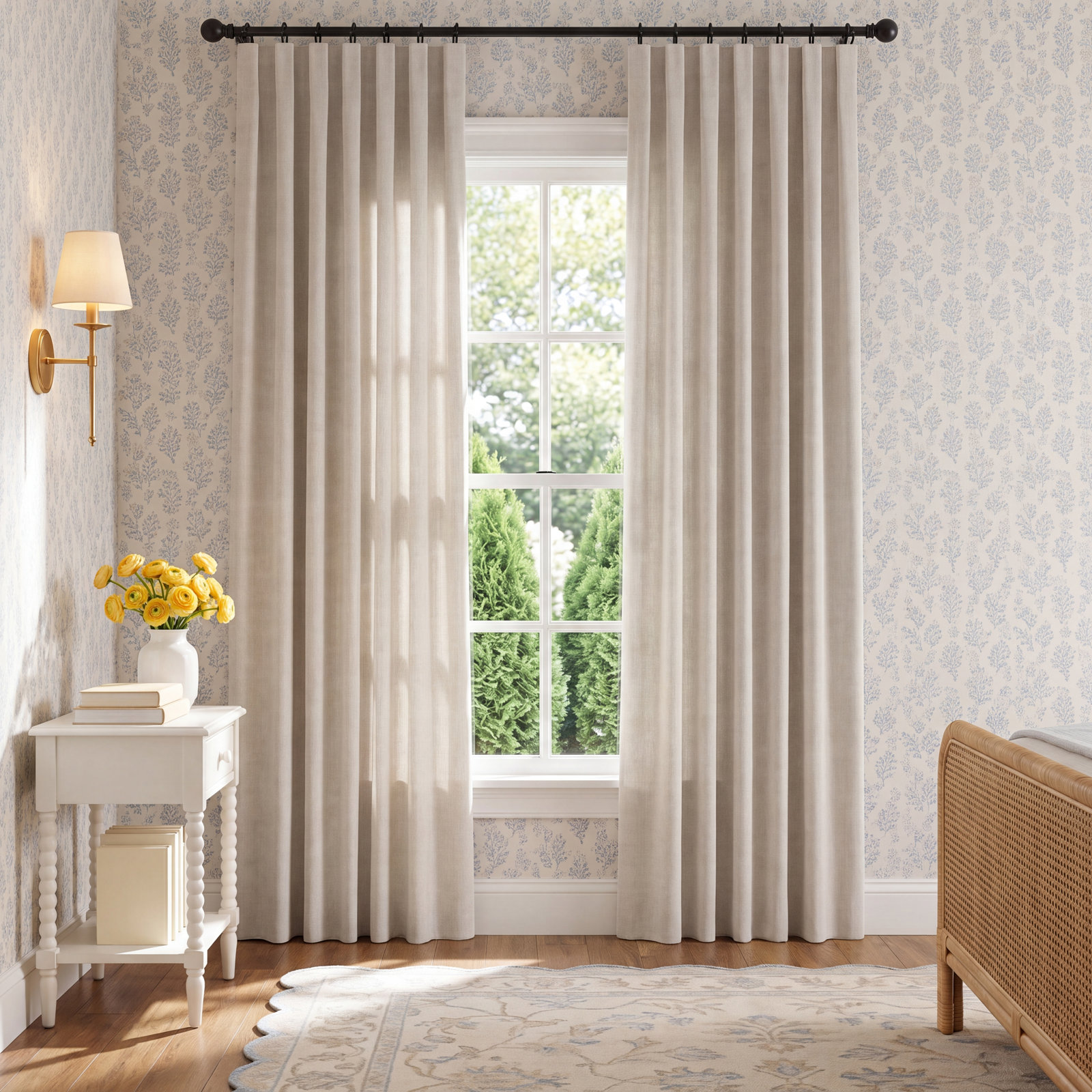 Westmere Linen Curtain in Natural, Single, 50" W x 84" L, Rod Pocket