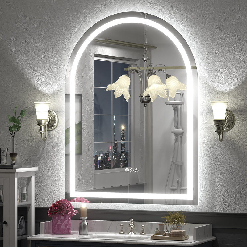 Wayfair Basics® UL Certified LED Anti-Fog Tempered Glass Arch Bathroom/Vanity Mirror , 48" x 36"