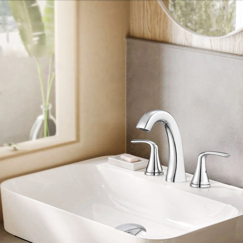 8 in. Widespread Double-Handle High-Arc Bathroom Faucet, Chrome
