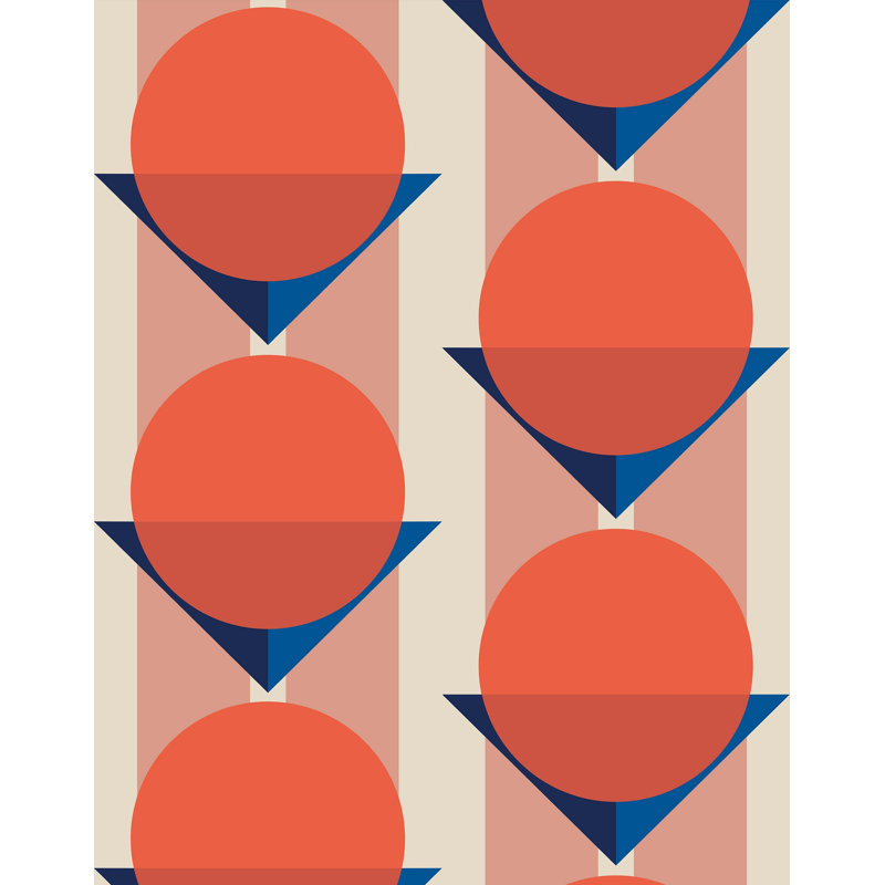 Bauhaus Geometric Wallpaper, Red
