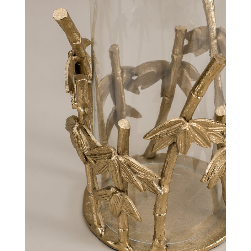 Glass Tabletop Hurricane, Gold