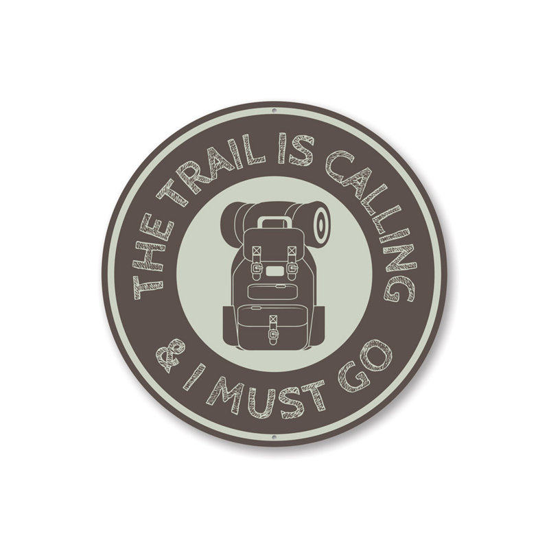 Panneau «Trail is calling» en aluminium, H 12 po x l 12 po x P 0,04 po