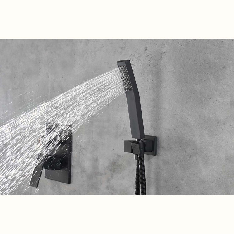 Système de douche complet avec valve brute, Noir mat