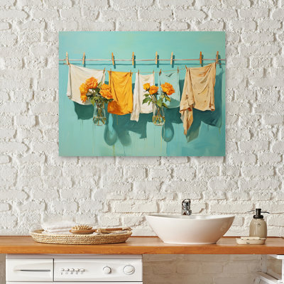 «Blue Simple Fold Laundry Elegance» - Art mural