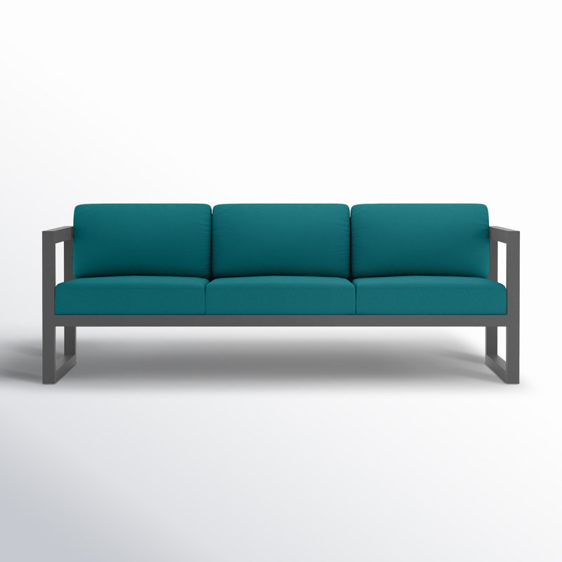 Avion 3 Piece Sofa Loveseat Set, Spectrum Peacock Sunbrella® Plainweave, Slate