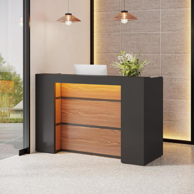 Bureau de réception rectangulaire en bois d'ingénierie