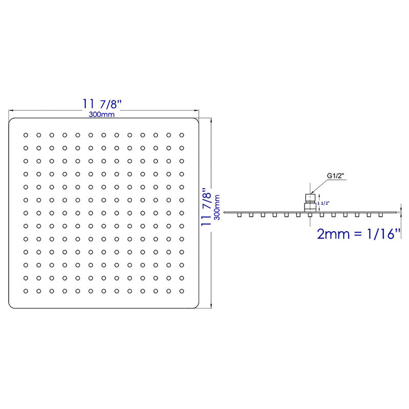 Rain Fixed Shower Head 1.8 GPM GPM