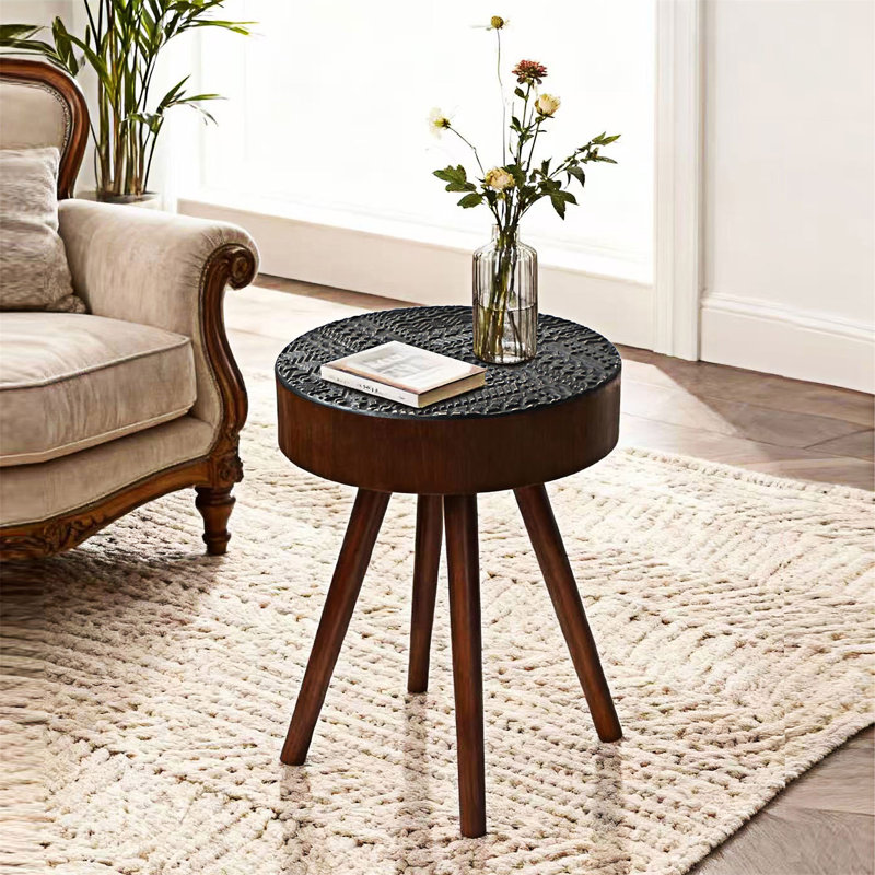 Petite table basse en bois, Brun et noir
