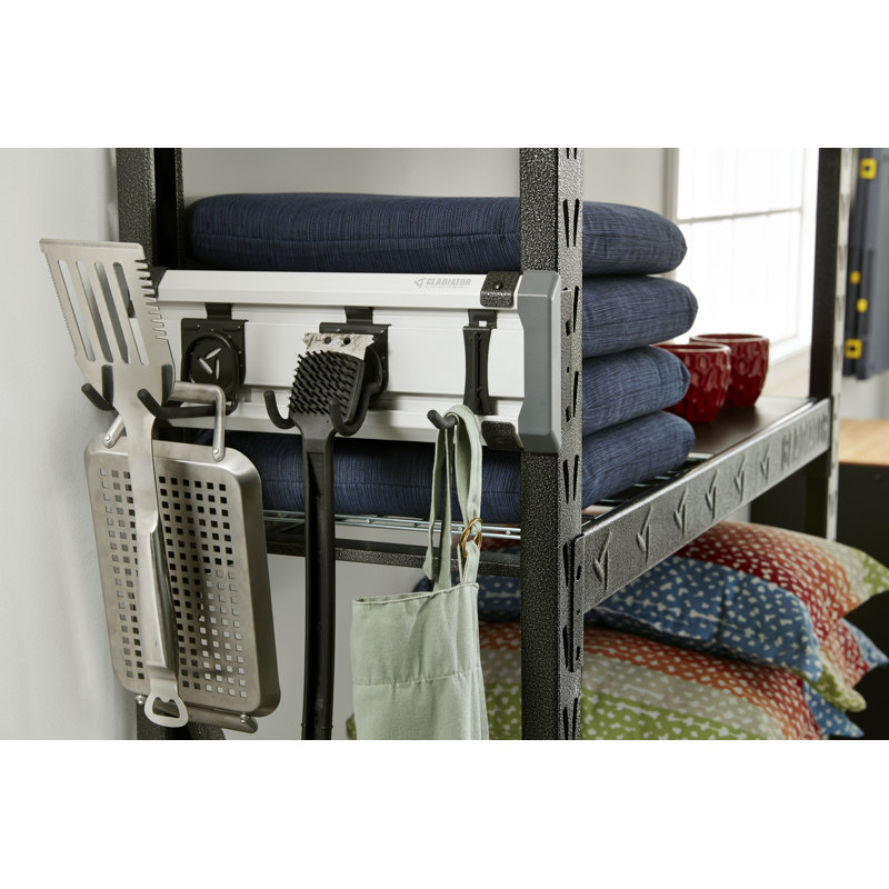 24" Gray PVC Industrial GearTrack Rack with Hooks
