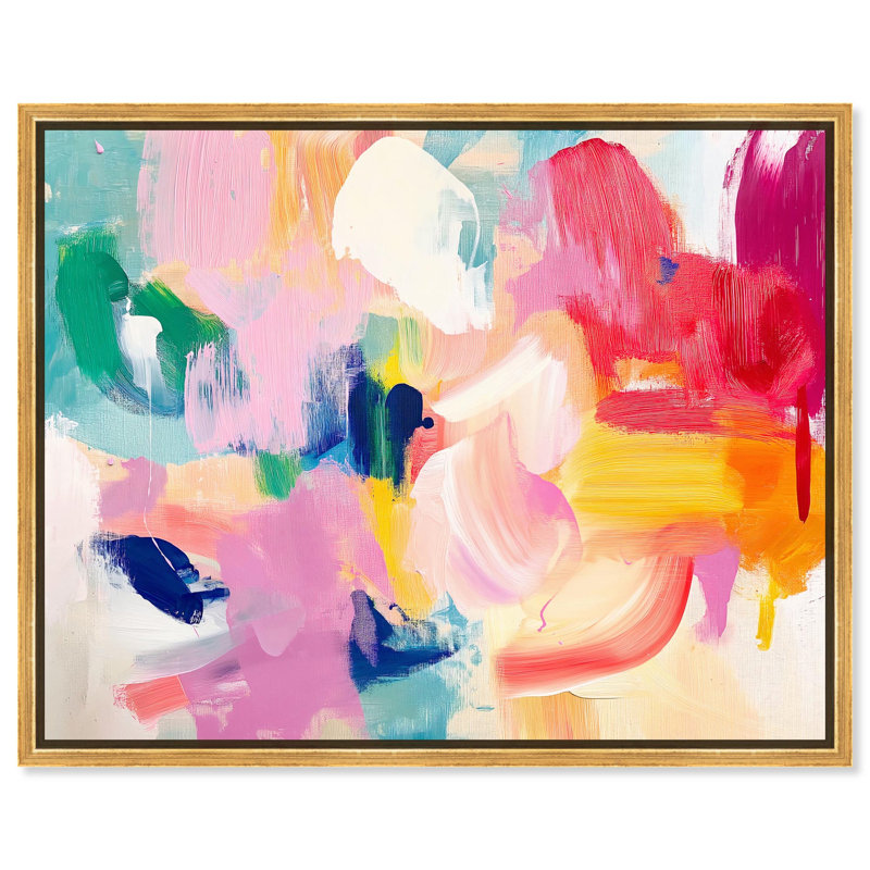 Pigment Play I Canvas Abstracts par, Cadre doré, H 21 po x l 25 po