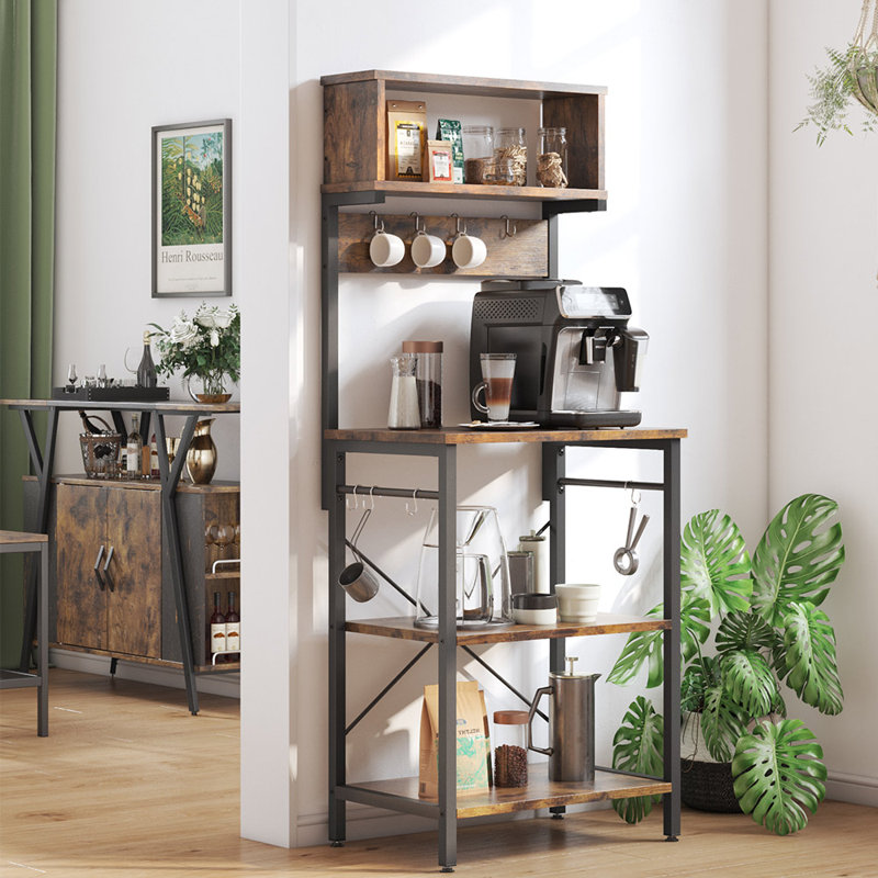 60Cm Steel Standard Baker's Rack with Microwave Compatibility, Black/Rustic Brown