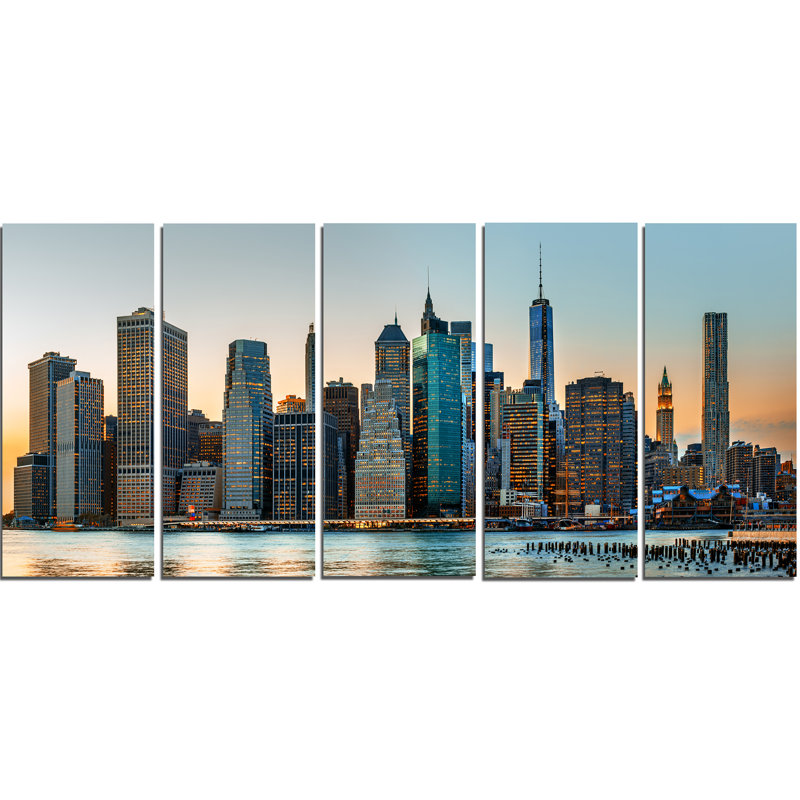 « new york city horizon », ensemble de 5 reproductions de photos sur toiles tendues