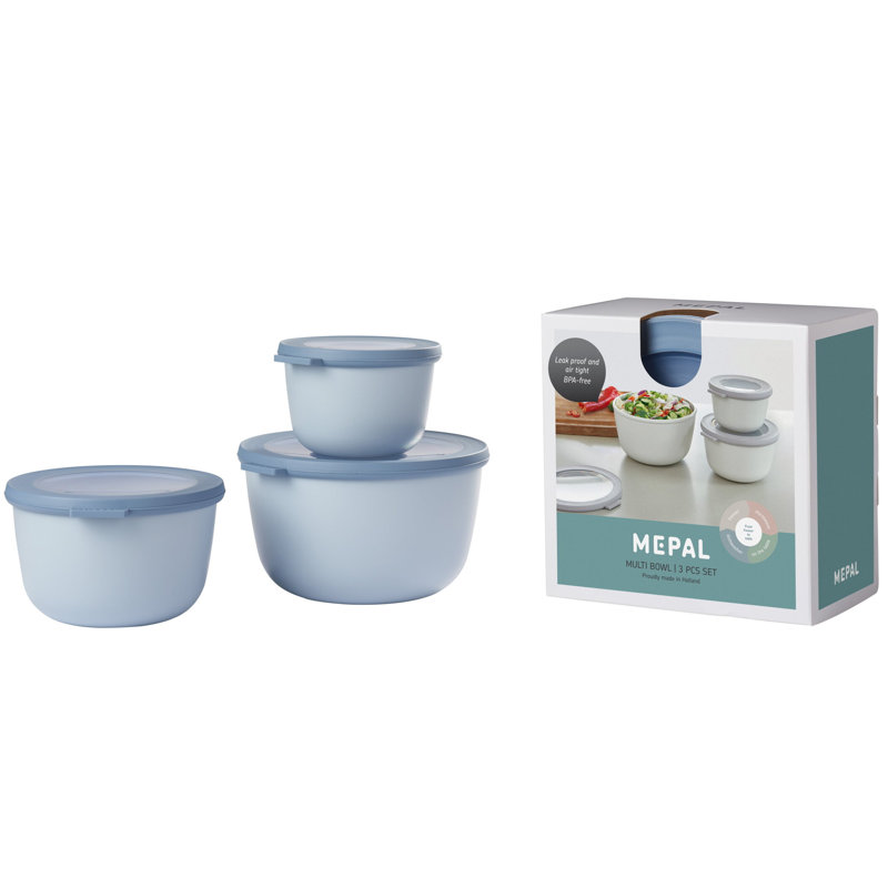 Mepal Cirqula Set of 3 Round Food Containers 500ml 1000ml 2000ml - Nordic, Blue