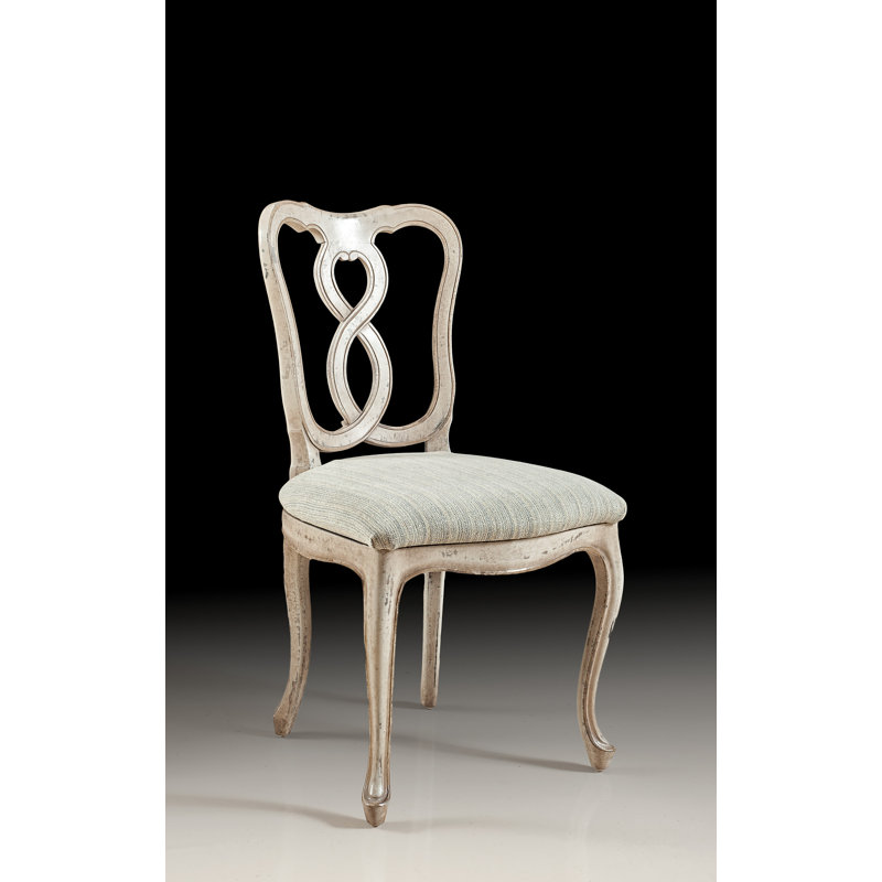 Cotton Upholstered Queen Anne Back Side Chair in Ivory/Antique White