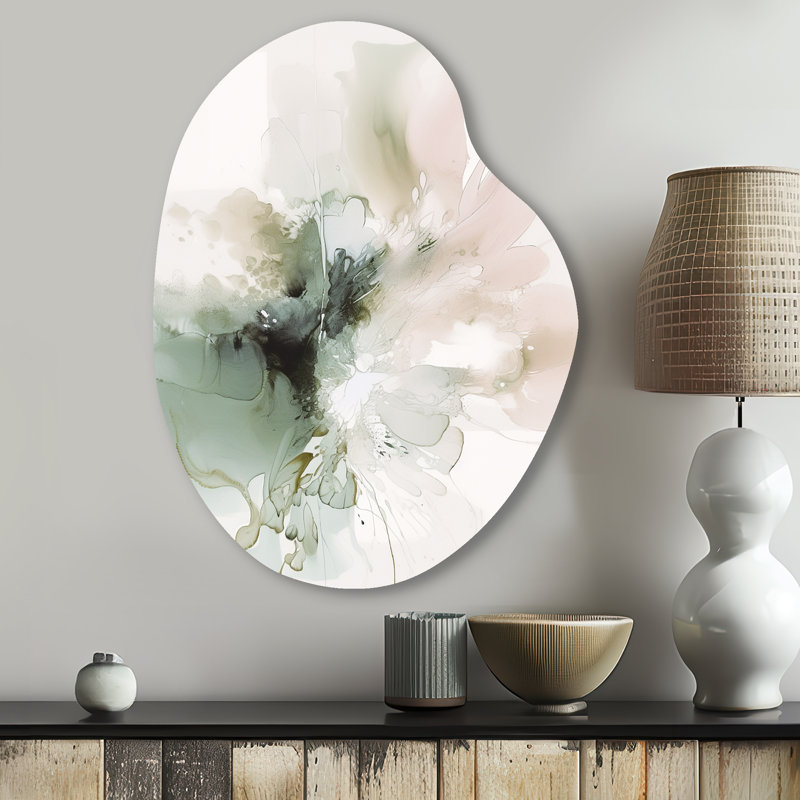 Chett - Impressions métalliques de forme irrégulière en marbre, art mural asymétrique vert en métal, H 30 po x l 22 po