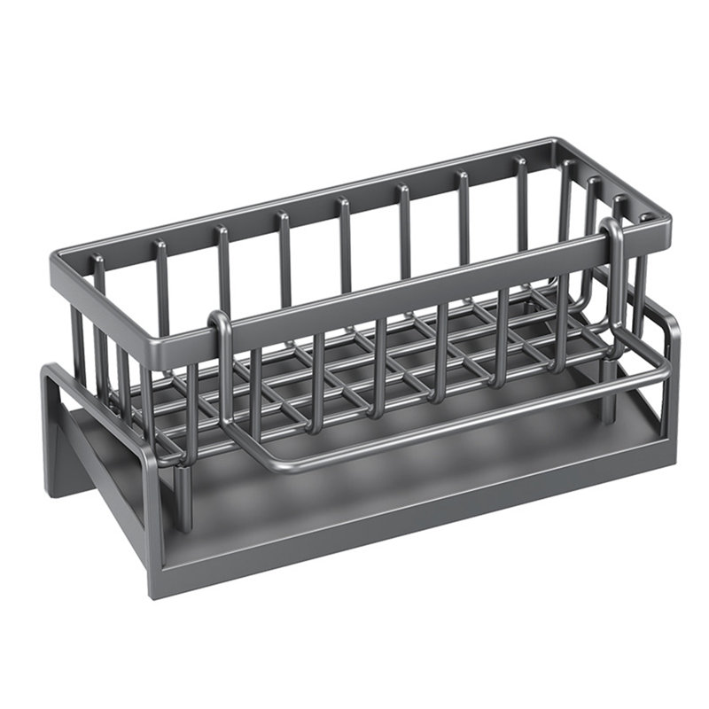 Kitchen Sink Caddy Organizer with Self Draining Tray, Gris