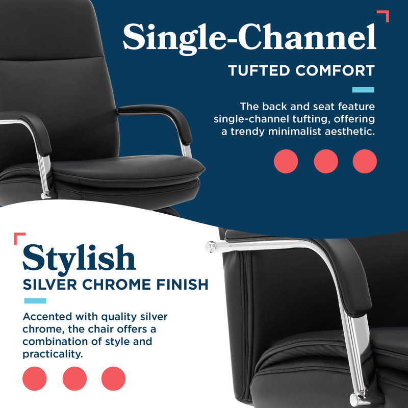 Opus Leather Swivel Executive Office Chair, Black, Chrome