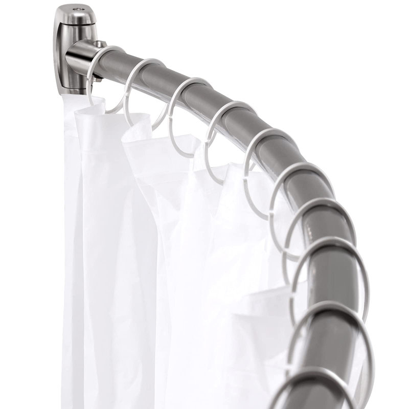 Tringle de douche ajustable incurvée, tringle de rideau de douche extra large de 42 à 72 pouces, antirouille, acier inoxydable de qualité supérieure, tringle de rideau de douche incurvée, argent