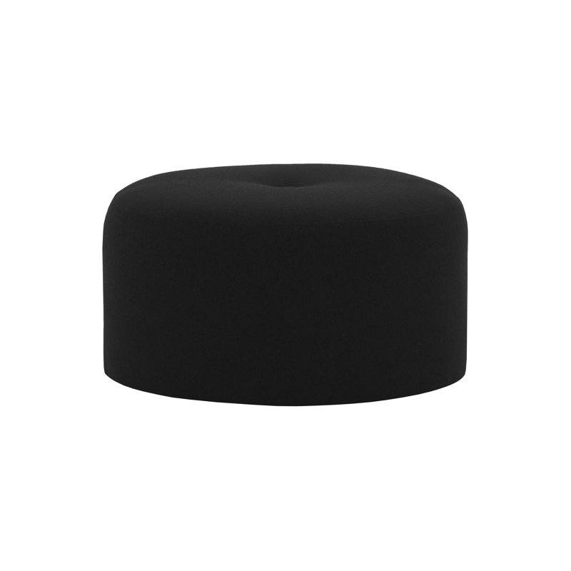 Cloquet 75cm Wide Tufted Round No Pattern Pouf Ottoman, Black