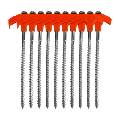 Tent Stakes 10Pcs Heavy Duty Screw In Tent Stakes Sturdy Carbon Steel Ice Shanty Anchors With Cloth Bag For Outdoor Camping Patio Garden Canopies