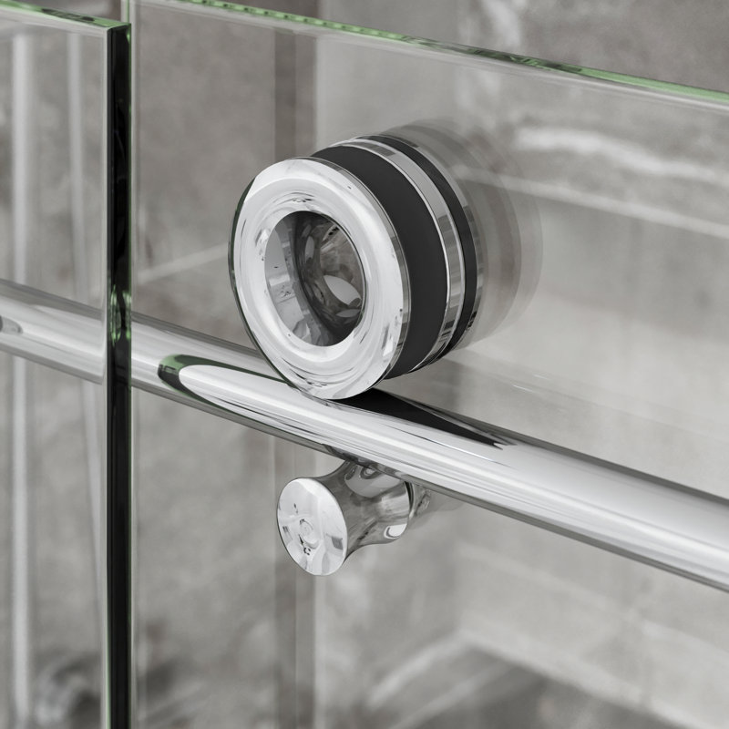  Porte de douche coulissante sans cadre Crystal, Acier inoxydable poli