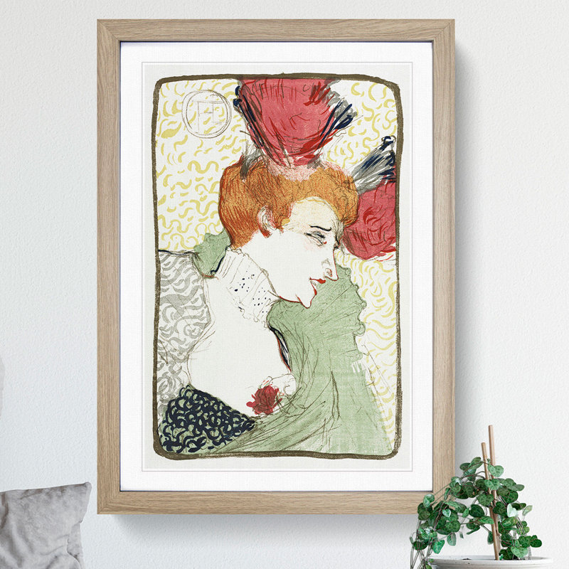 Bust of Mademoiselle Lender by Henri de Toulouse-Lautrec - Picture Frame Painting, 90cm H x 65cm W x 2cm D, Oak