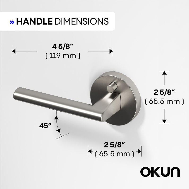 Brio Privacy Door Lever Modern Concealed Design For (Bed & Bath) – Sleek Minimalist Style in Brushed Nickel, Brushed Nickel