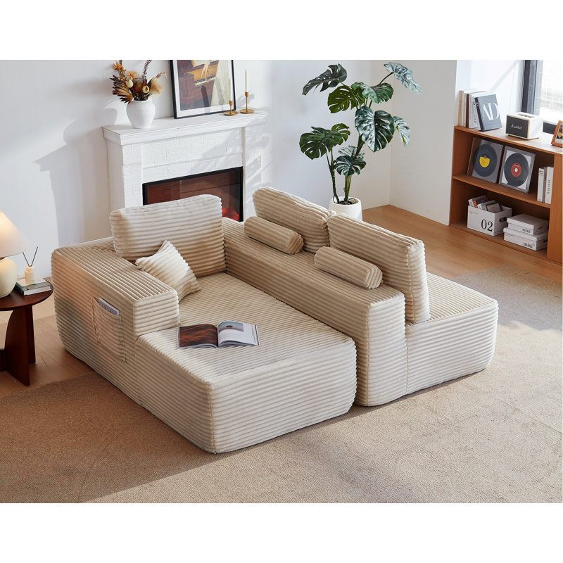Canapé modulaire Boneless avec poches latérales, Beige, Face à la gauche