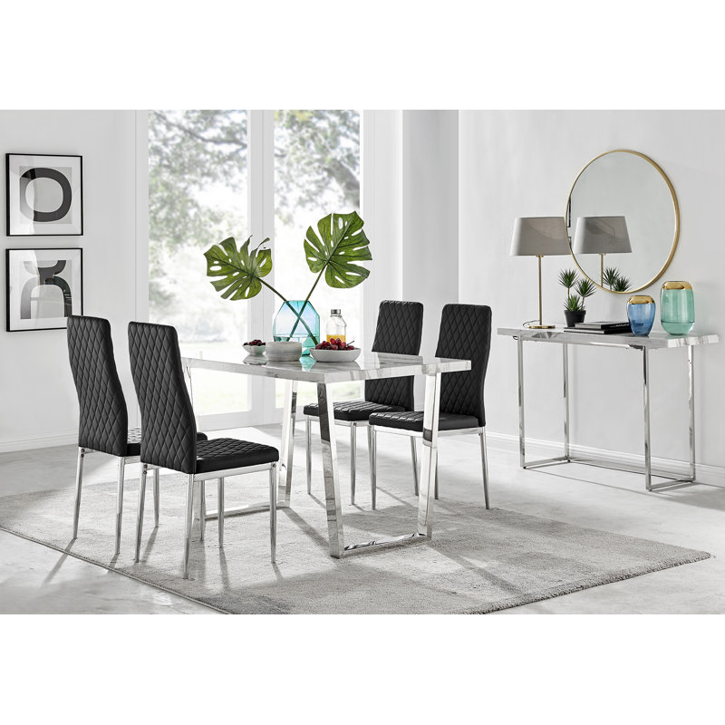 Ensemble repas pour quatre personnes, Noir / argent