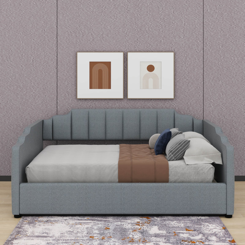 Full Size Upholstered Daybed With Underneath Storage, Gray