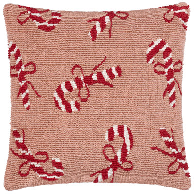 Candy Canes Pink Square Cushion